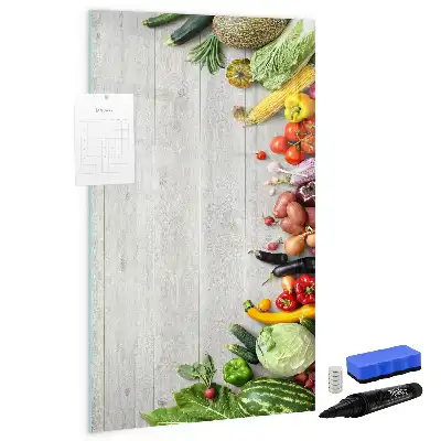 Quadro magnético de apagar a seco com estampa de vegetais na madeira