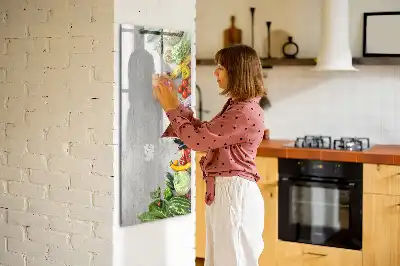 Quadro magnético de apagar a seco com estampa de vegetais na madeira