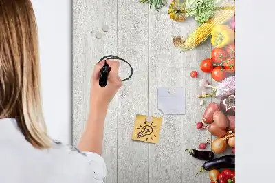 Quadro magnético de apagar a seco com estampa de vegetais na madeira