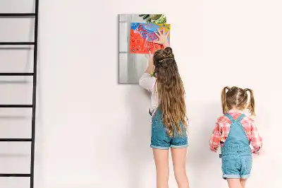 Quadro magnético de apagar a seco com estampa de vegetais na madeira