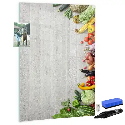 Quadro magnético de apagar a seco com estampa de vegetais na madeira