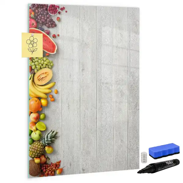 Quadro magnético de apagar a seco com estampa de vegetais na madeira