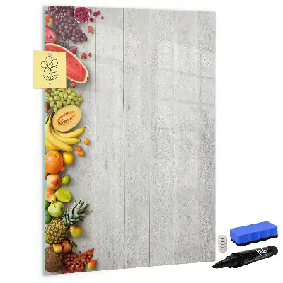 Quadro magnético de apagar a seco com estampa de vegetais na madeira