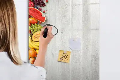 Quadro magnético de apagar a seco com estampa de vegetais na madeira