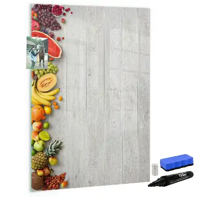 Quadro magnético de apagar a seco com estampa de vegetais na madeira