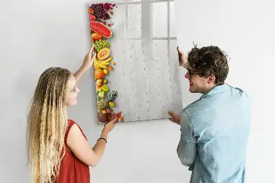 Quadro magnético de apagar a seco com estampa de vegetais na madeira