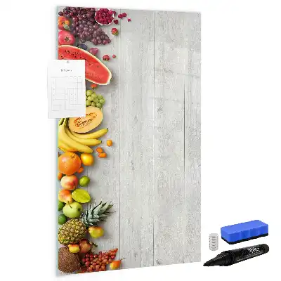 Quadro magnético de apagar a seco com estampa de vegetais na madeira