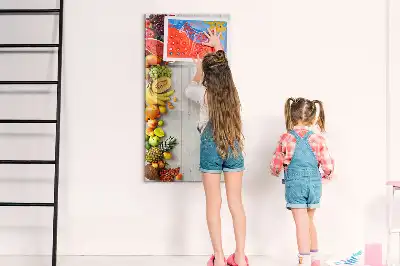 Quadro magnético de apagar a seco com estampa de vegetais na madeira