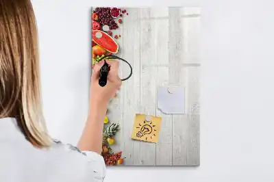 Quadro magnético de apagar a seco com estampa de vegetais na madeira