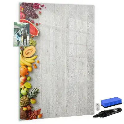 Quadro magnético de apagar a seco com estampa de vegetais na madeira