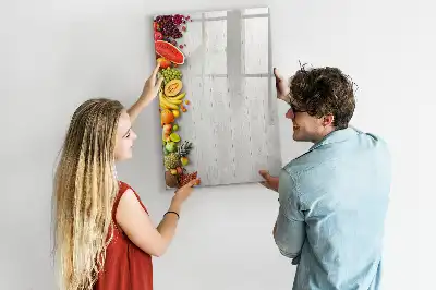 Quadro magnético de apagar a seco com estampa de vegetais na madeira
