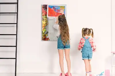 Quadro magnético de apagar a seco com estampa de vegetais na madeira