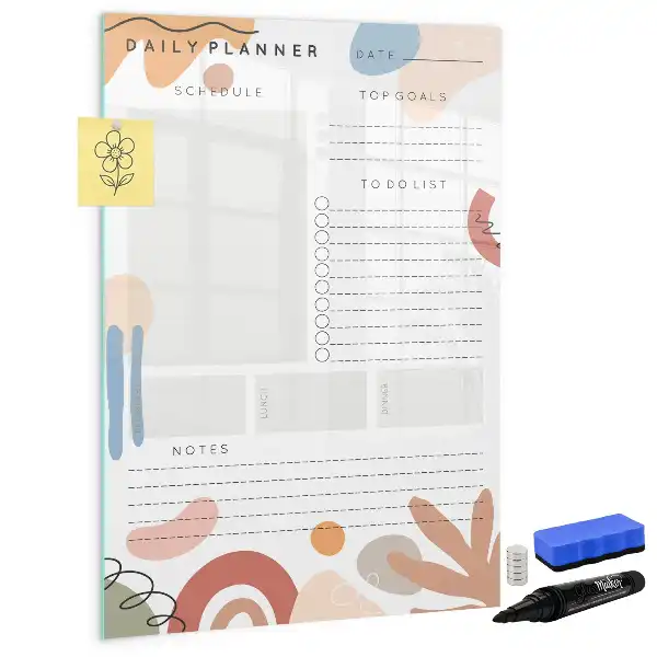 Quadro magnético de apagar a seco planner diário