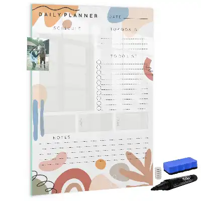 Quadro magnético de apagar a seco planner diário