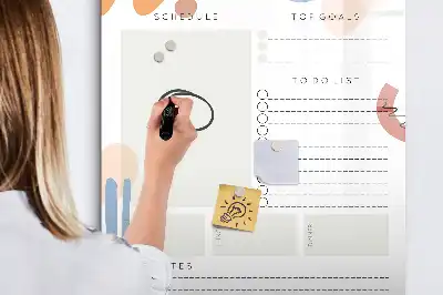 Quadro magnético de apagar a seco planner diário