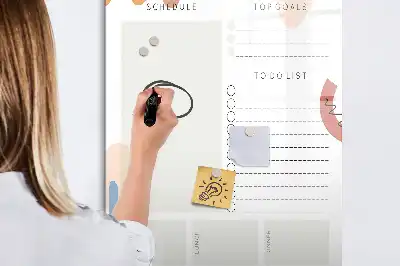 Quadro magnético de apagar a seco planner diário