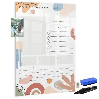 Quadro magnético de apagar a seco planner diário