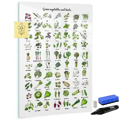 Quadro magnético de apagar a seco com tema de vegetais verdes
