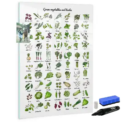 Quadro magnético de apagar a seco com tema de vegetais verdes