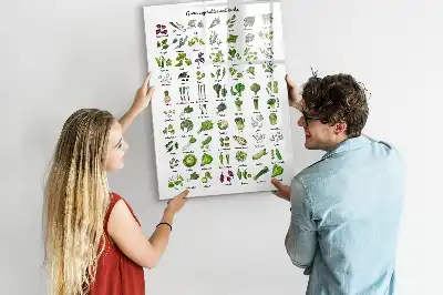 Quadro magnético de apagar a seco com tema de vegetais verdes