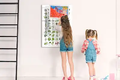 Quadro magnético de apagar a seco com tema de vegetais verdes