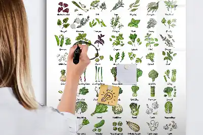 Quadro magnético de apagar a seco com tema de vegetais verdes