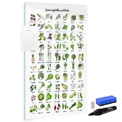 Quadro magnético de apagar a seco com tema de vegetais verdes