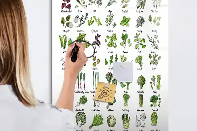 Quadro magnético de apagar a seco com tema de vegetais verdes