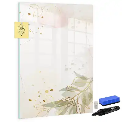 Quadro magnético de apagar a seco com estampa de abstração dourada de vegetais