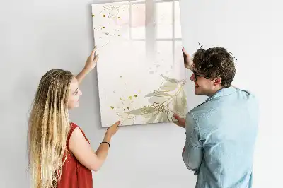 Quadro magnético de apagar a seco com estampa de abstração dourada de vegetais