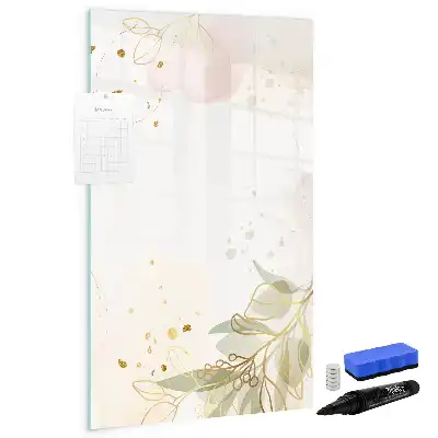 Quadro magnético de apagar a seco com estampa de abstração dourada de vegetais