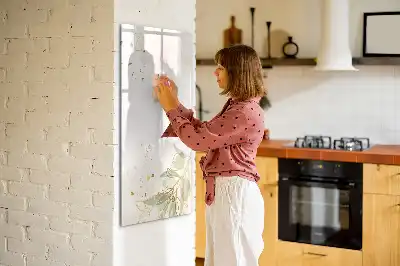Quadro magnético de apagar a seco com estampa de abstração dourada de vegetais