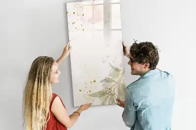 Quadro magnético de apagar a seco com estampa de abstração dourada de vegetais