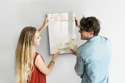 Quadro magnético de apagar a seco com estampa de abstração dourada de vegetais