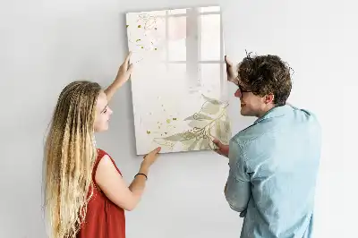 Quadro magnético de apagar a seco com estampa de abstração dourada de vegetais