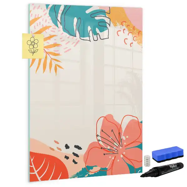 Quadro magnético de apagar a seco estampa flor de verão