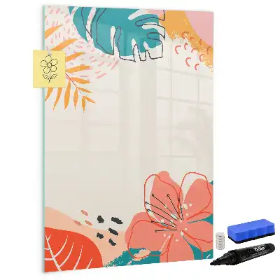 Quadro magnético de apagar a seco estampa flor de verão