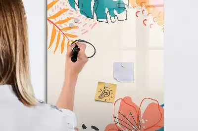 Quadro magnético de apagar a seco estampa flor de verão