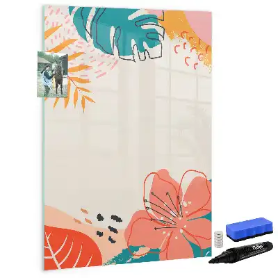 Quadro magnético de apagar a seco estampa flor de verão