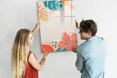 Quadro magnético de apagar a seco estampa flor de verão