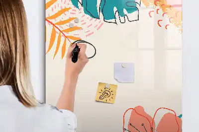 Quadro magnético de apagar a seco estampa flor de verão