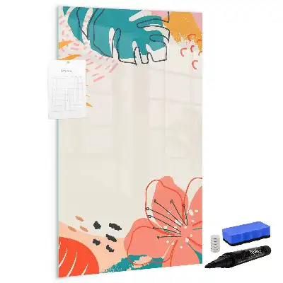 Quadro magnético de apagar a seco estampa flor de verão