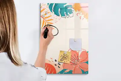 Quadro magnético de apagar a seco estampa flor de verão
