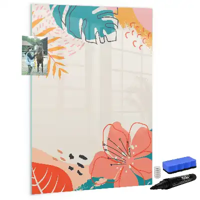 Quadro magnético de apagar a seco estampa flor de verão