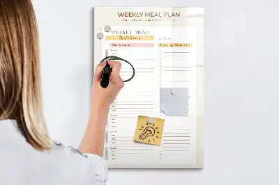 Quadro magnético de apagar a seco menu semanal