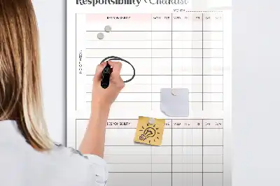 Quadro magnético de apagar a seco para lista de responsabilidades