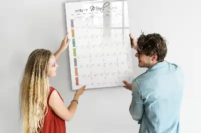 Quadro magnético de apagar a seco com menu semanal