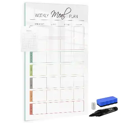 Quadro magnético de apagar a seco com menu semanal