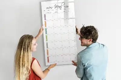 Quadro magnético de apagar a seco com menu semanal