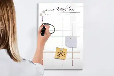 Quadro magnético de apagar a seco com menu semanal